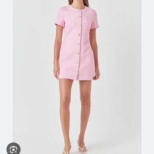Endless Rose Pink Mini Dress with Button Detail